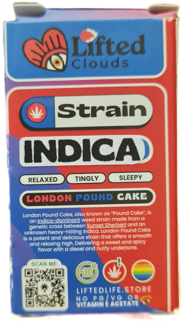 London Pound Cake Cartridge - Indica .5ml