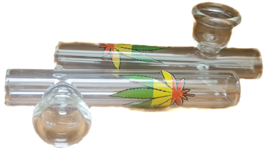 Pipe Glass Rasta Leaf